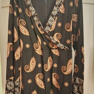 INC black and gold womens paisley top